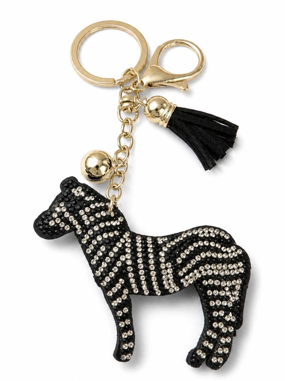 Rhinestone Zebra Keyring bag backpack charm crystal